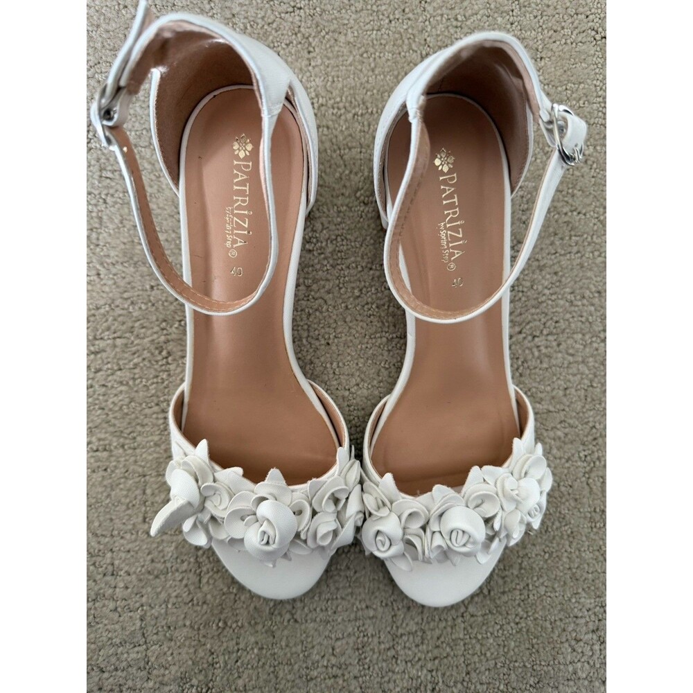 Patrizia By Spring Step Tomika Sandal Size 40 US 9 White Faux Leather Block Heel
